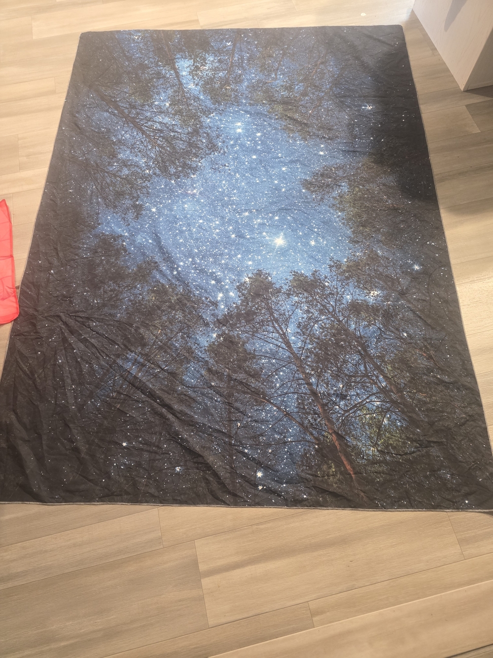 Starry Night Forest Wall Tapestry - Blue and Black